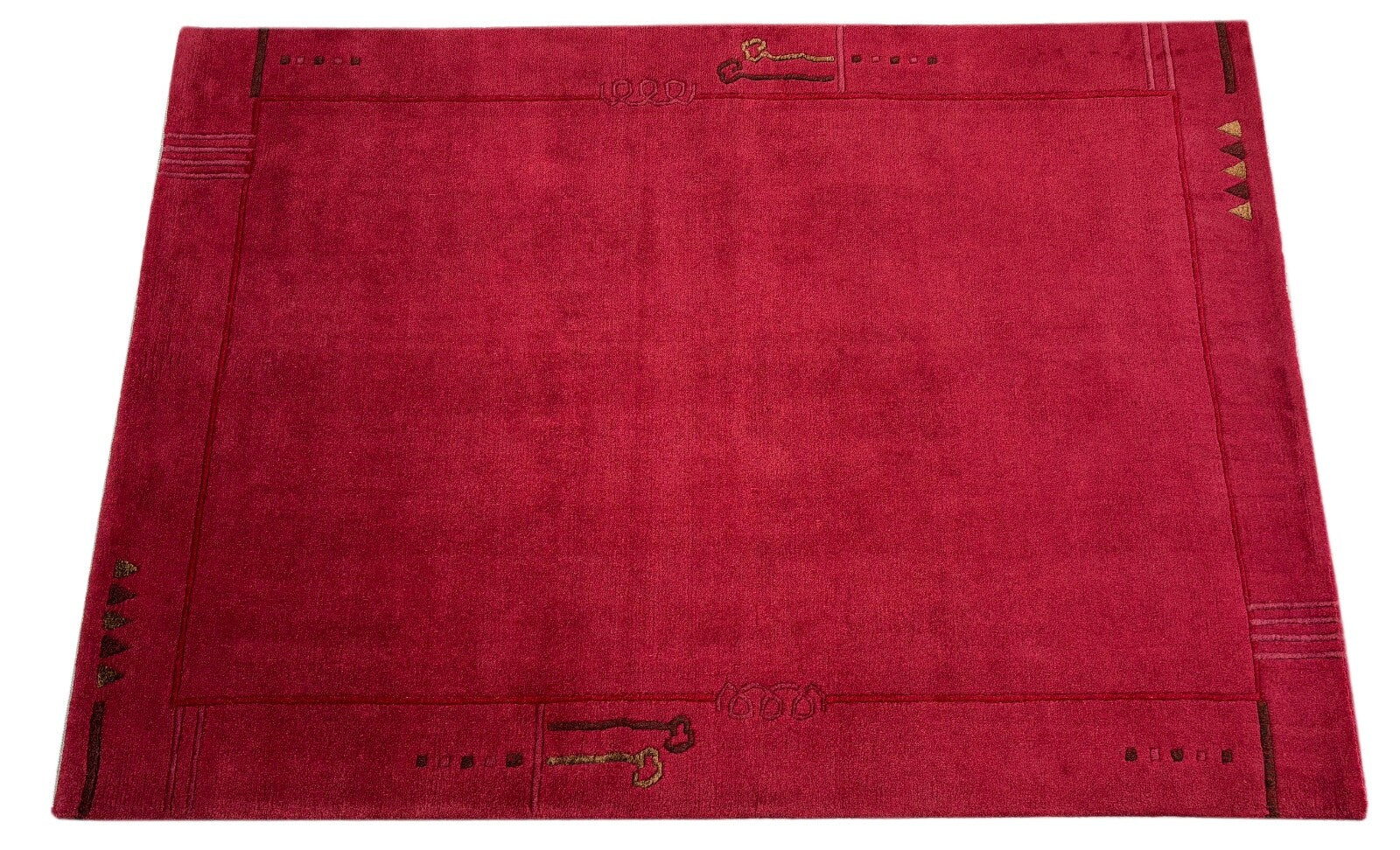 Rot Teppich Indo Nepal Handgeknüpft 100% Wolle 165X235 cm Orienttepich R14
