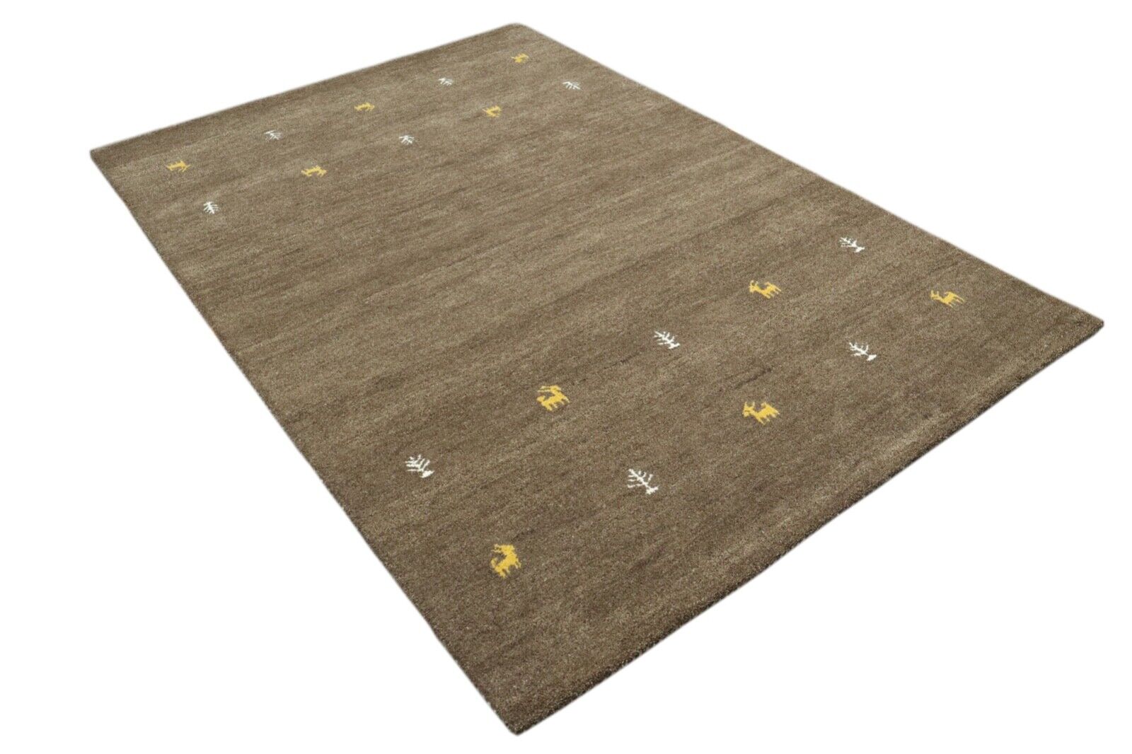 Hnědý orientální koberec 100% vlna 160x230 cm, kávová barva, ručně všívaný T927