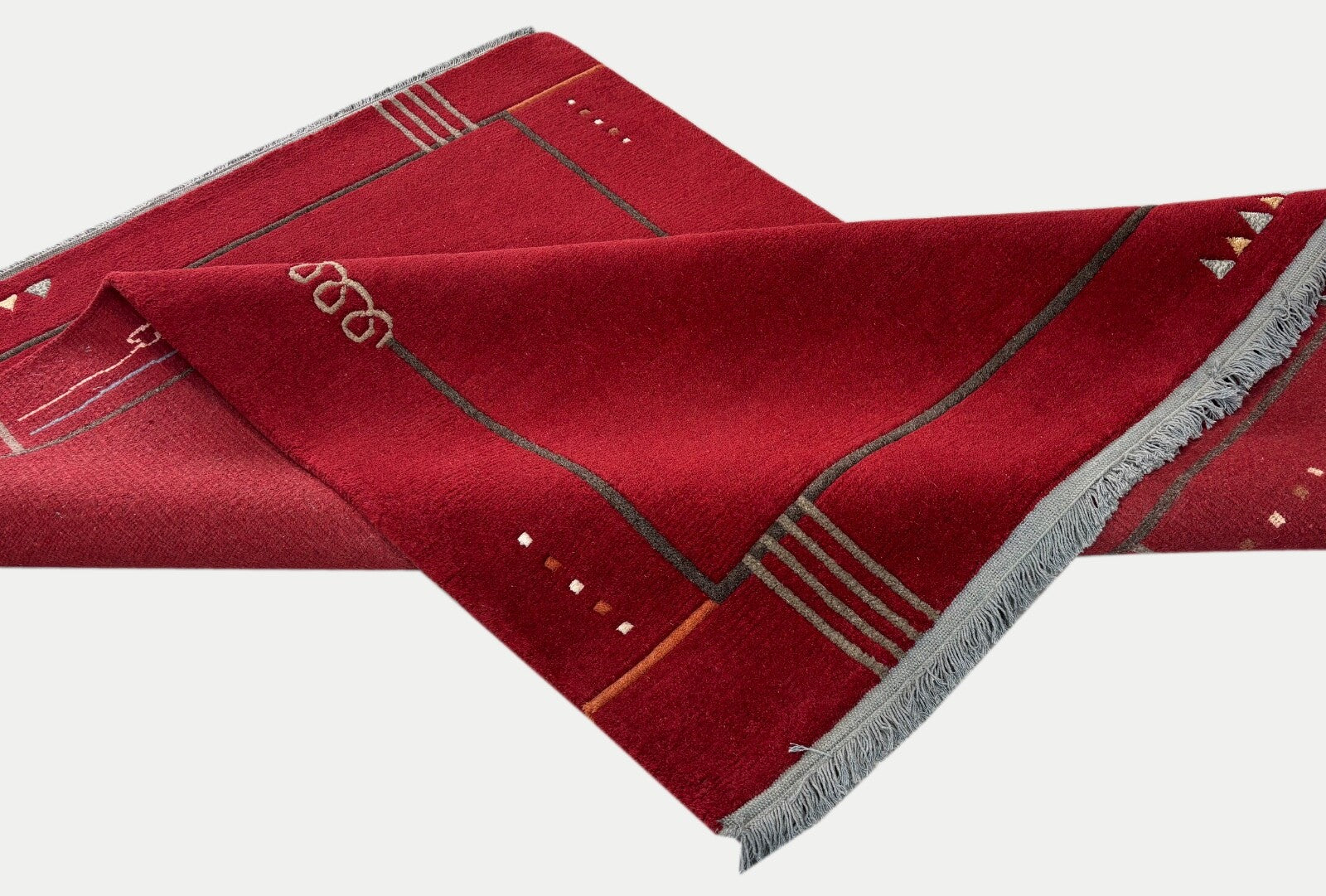 Rot Teppich Indo Nepal Handgeknüpft 100% Wolle 160X230 cm Orientteppich R21B