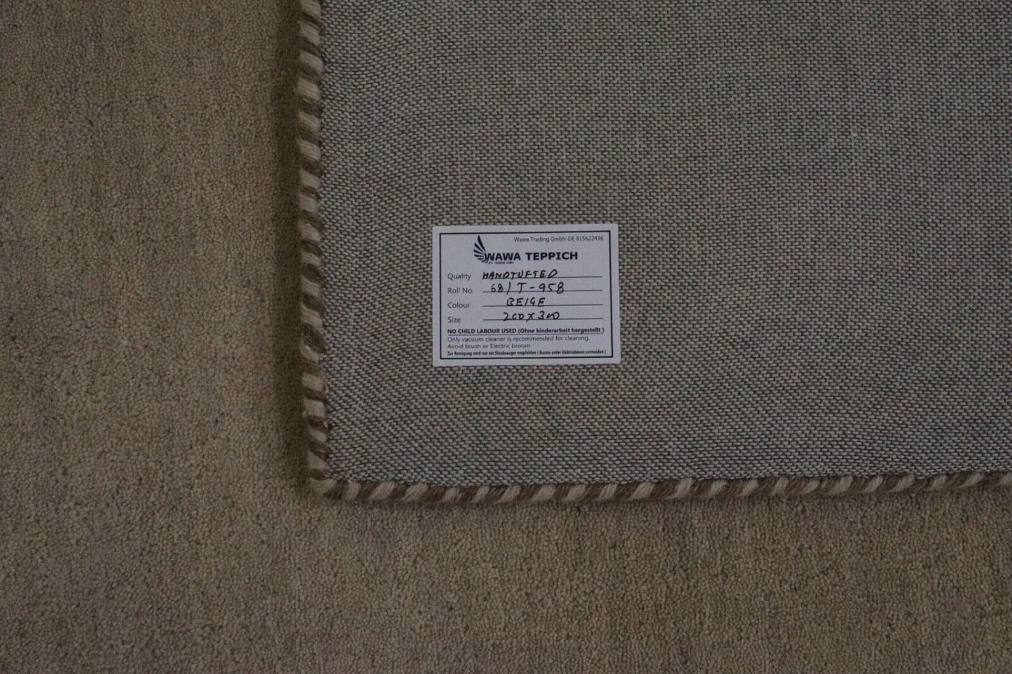 Beige Teppich 100% Wolle 200x300 cm Gabbeh Loom Handgewebt T958