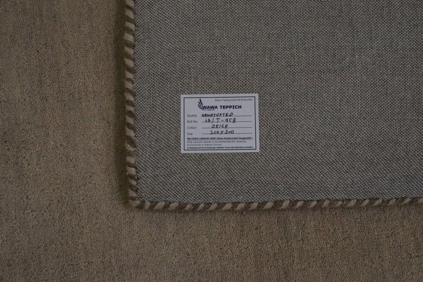 Beige Teppich 100% Wolle 200x300 cm Gabbeh Loom Handgewebt T958