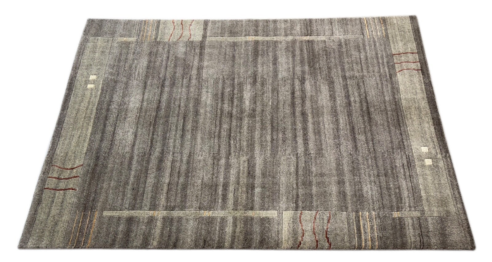 Alfombra de lana natural anudada a mano Indo Nepal, color gris, 170 x 240 cm, IN2024