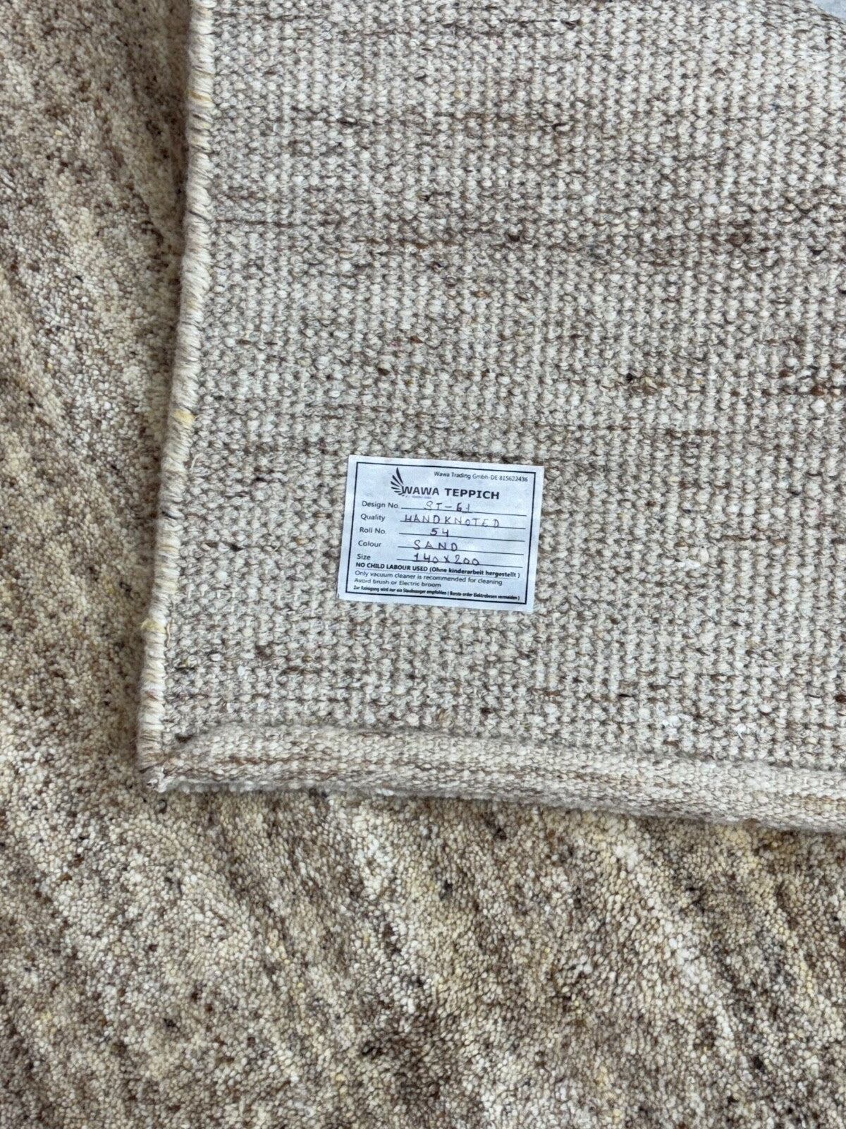 Wollteppich 140x200cm Handgeknüpft 100% Wolle  Braun Grau Modern ST61