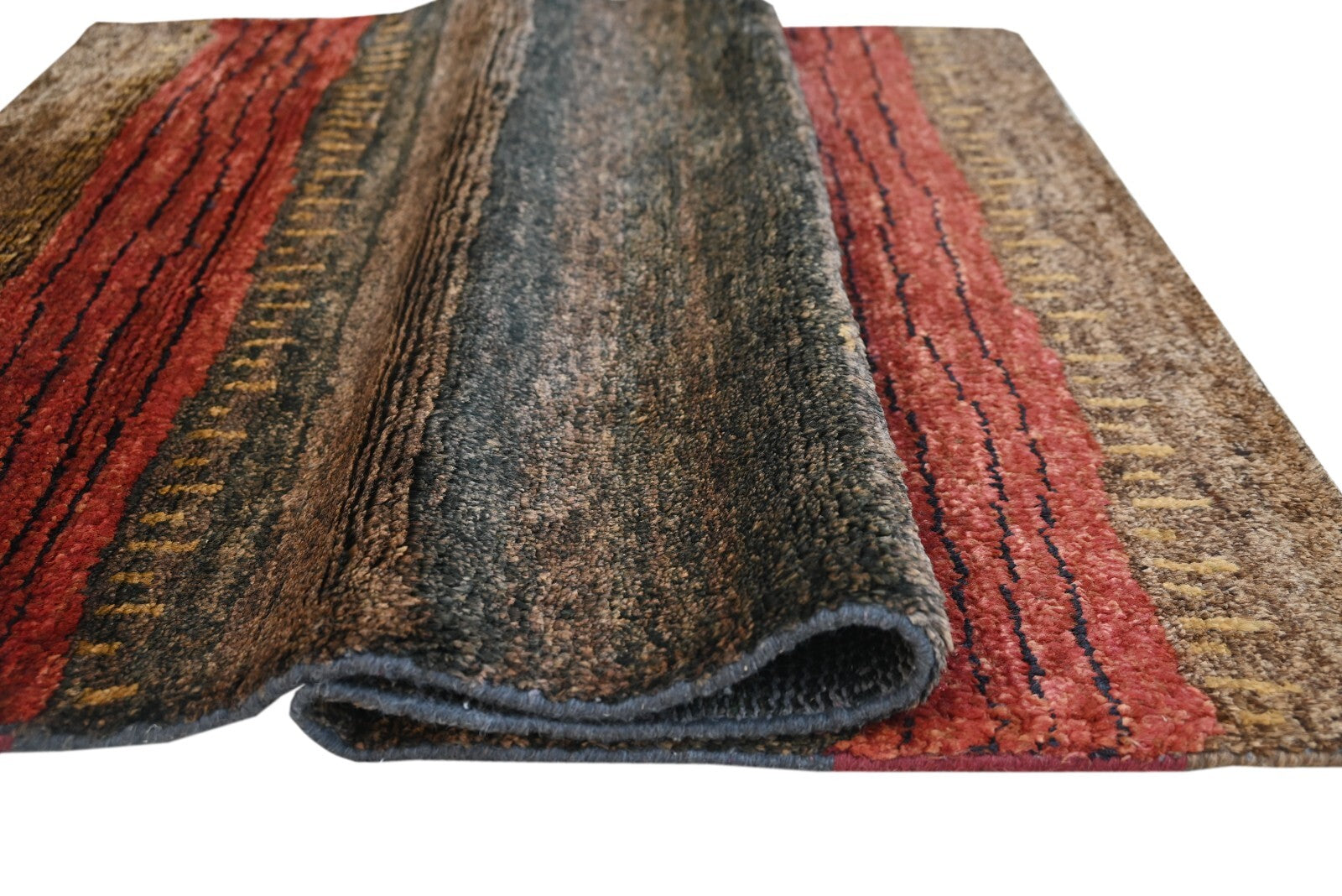 Modernes Handgeknüpfter Jute 120x180 Vintage Braun Wohnzimmer Teppich SH171