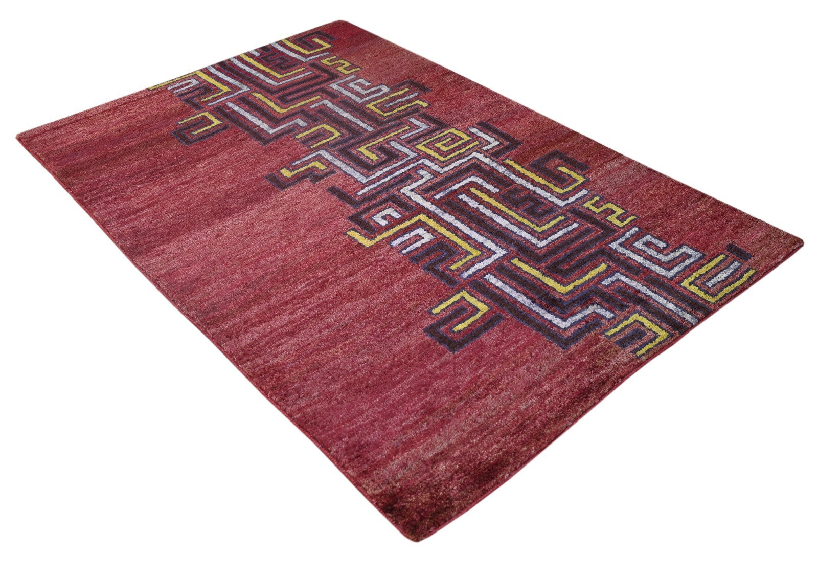 Modernes Handgeknüpfter Wolle 150x240 Vintage Rot Wohnzimmer Teppich SH164