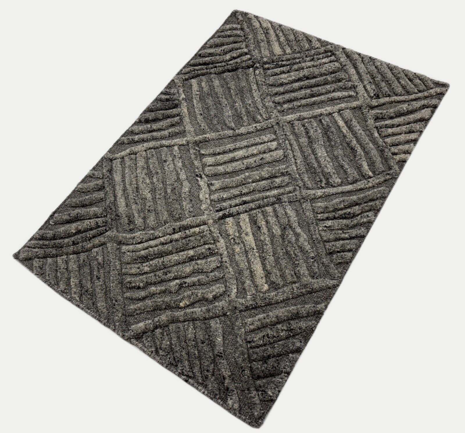 Handgefertigte Kilim Dhurry Teppich 60x90 cm  Grau  100% Wolle DWD805