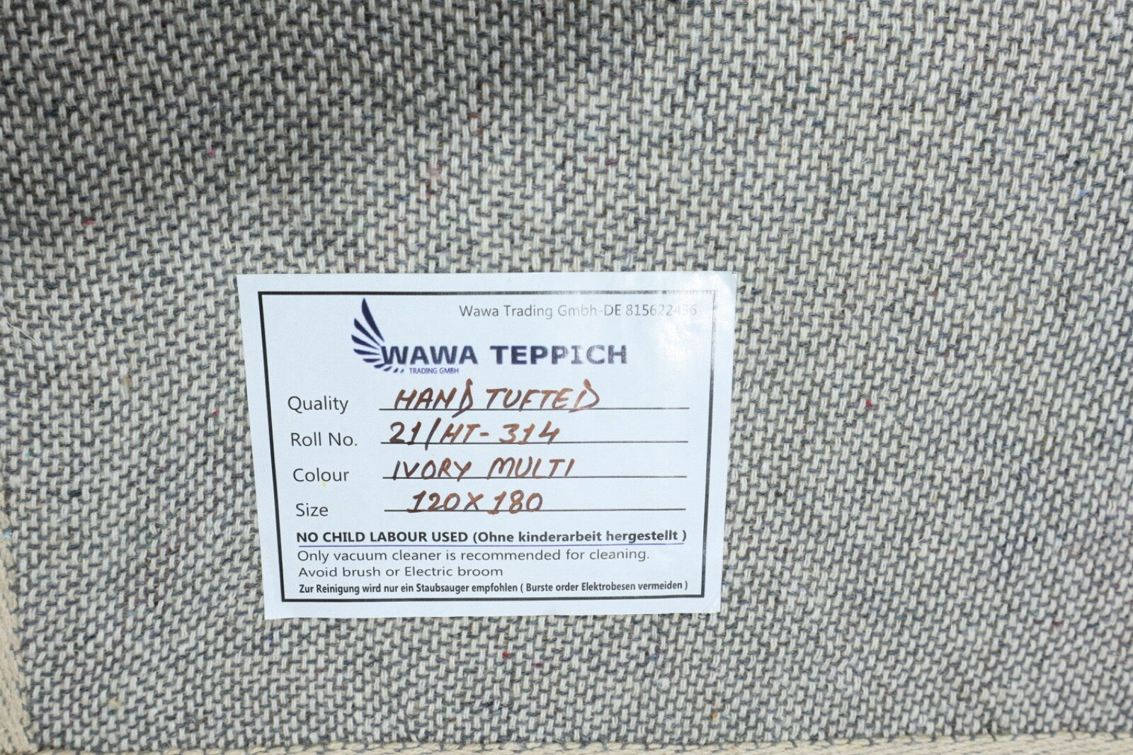 Volnena preproga 120x180, krem, večbarvna, maroška, ​​ročno tkana, HT314