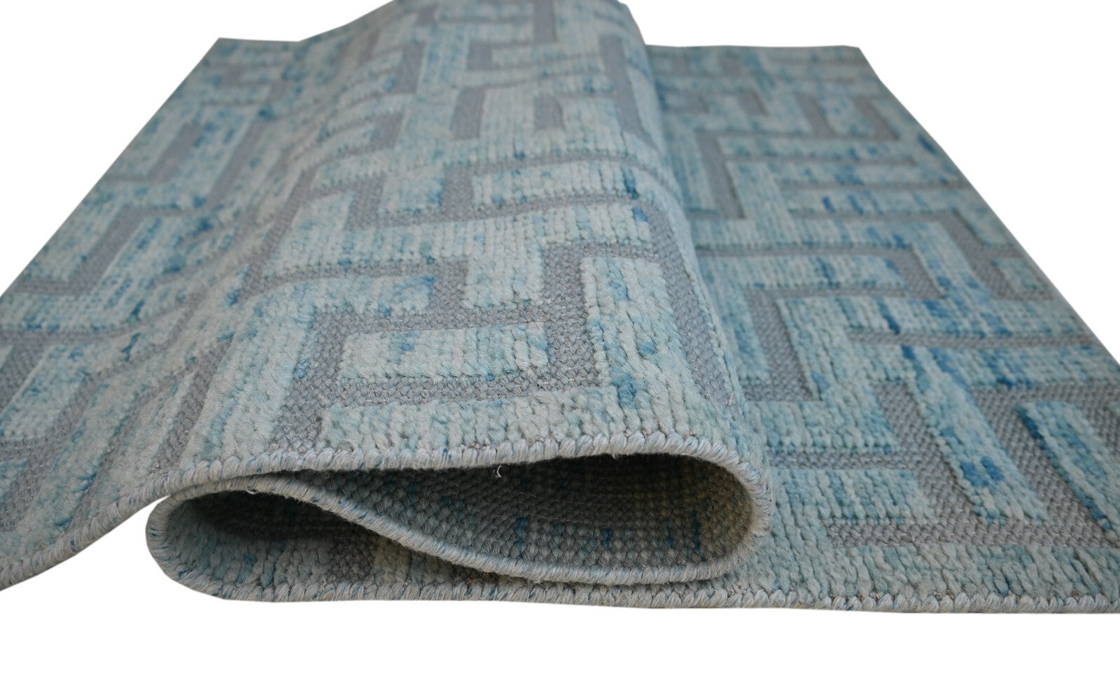 Modernes Handgeknüpfter Wolle 90x150 Vintage Blau  Wohnzimmer Teppich SH153