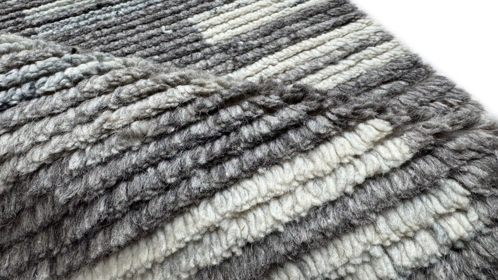 Handgeknüpfter Teppich 60x90 100% Wolle Grau, Béžová, Weiß Moderní DTK-255