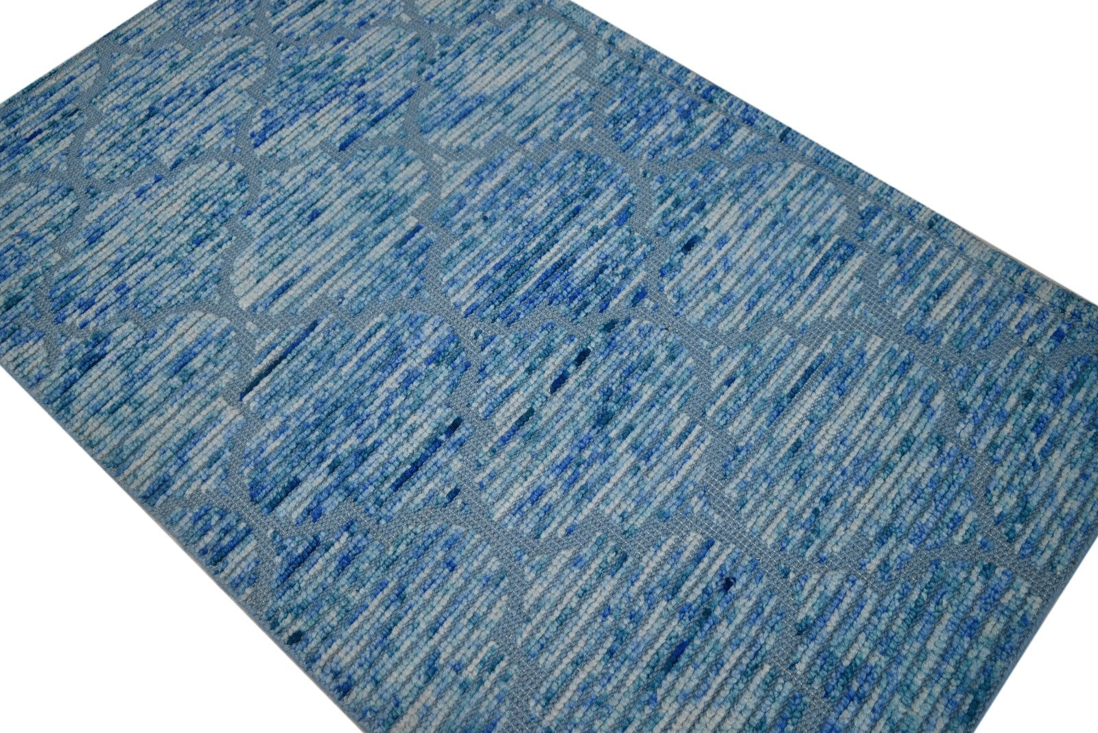 Modernes Handgeknüpfter Wolle 90x150 Vintage Blau  Wohnzimmer Teppich SH173