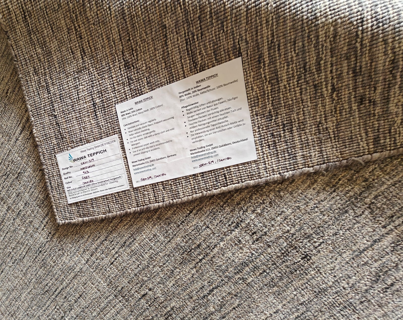 Ručně tkaný koberec 120x180 šedý lesklý lněný plochý do obývacího pokoje SH219