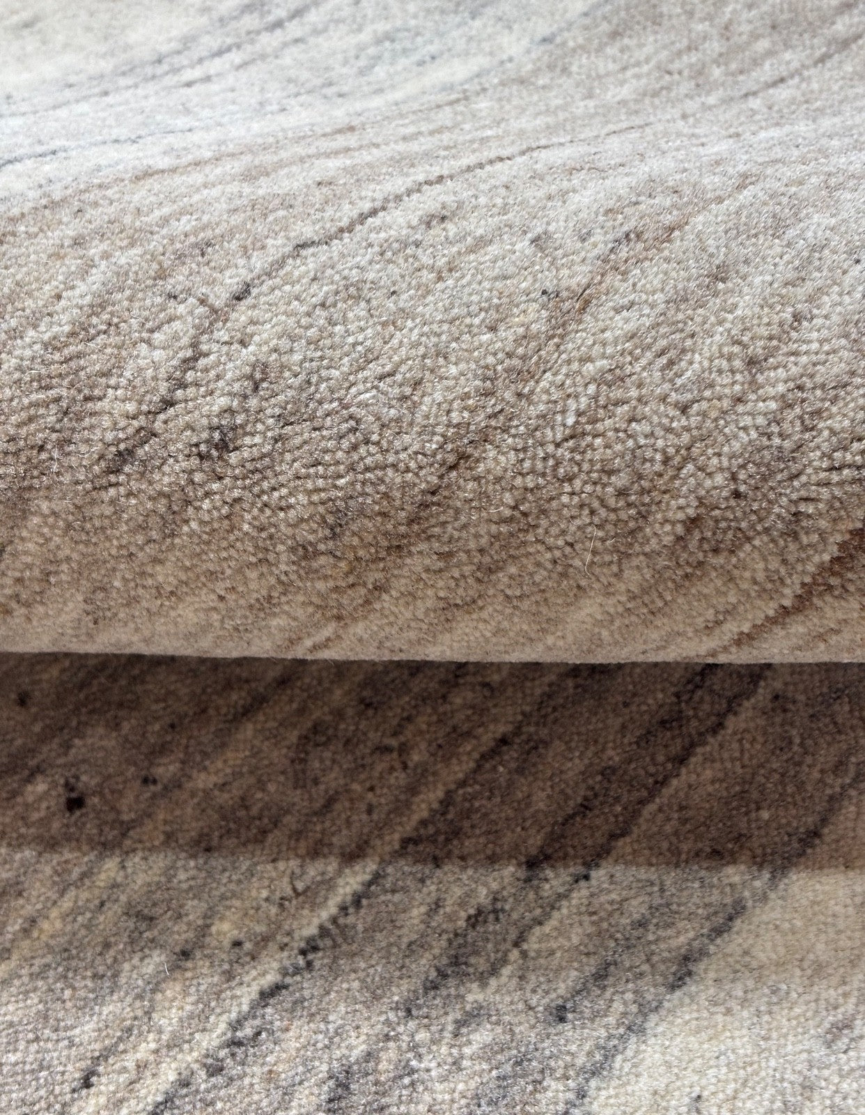 Handgewebter Wollteppich 200x300 cm Modernes Streifen Design Naturtöne Beige AN2