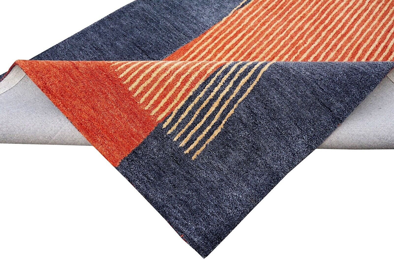 Orange Blau Teppich 160X230 cm 100% Wolle Orientteppich Handgetuftet HT398