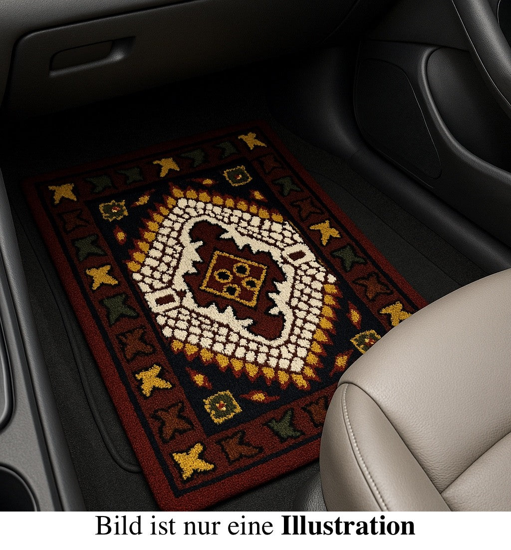 Wollteppich 40x60 Rot Beige Oriental Handgemacht Türvorleger Fussmatte HT375R