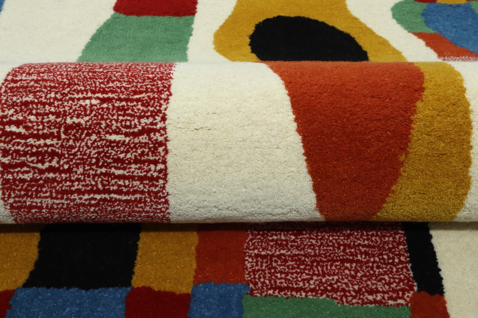 Wollteppich 120x180 Beige Bunt Geometrisch Modern Teppich Handgetufteter HT297