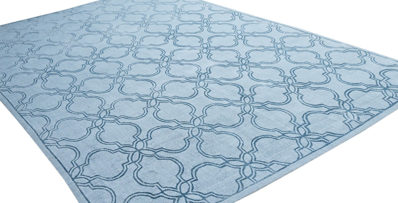 Alfombra tejida a mano 240x300 seda azul plátano aspecto brillante salón SH211