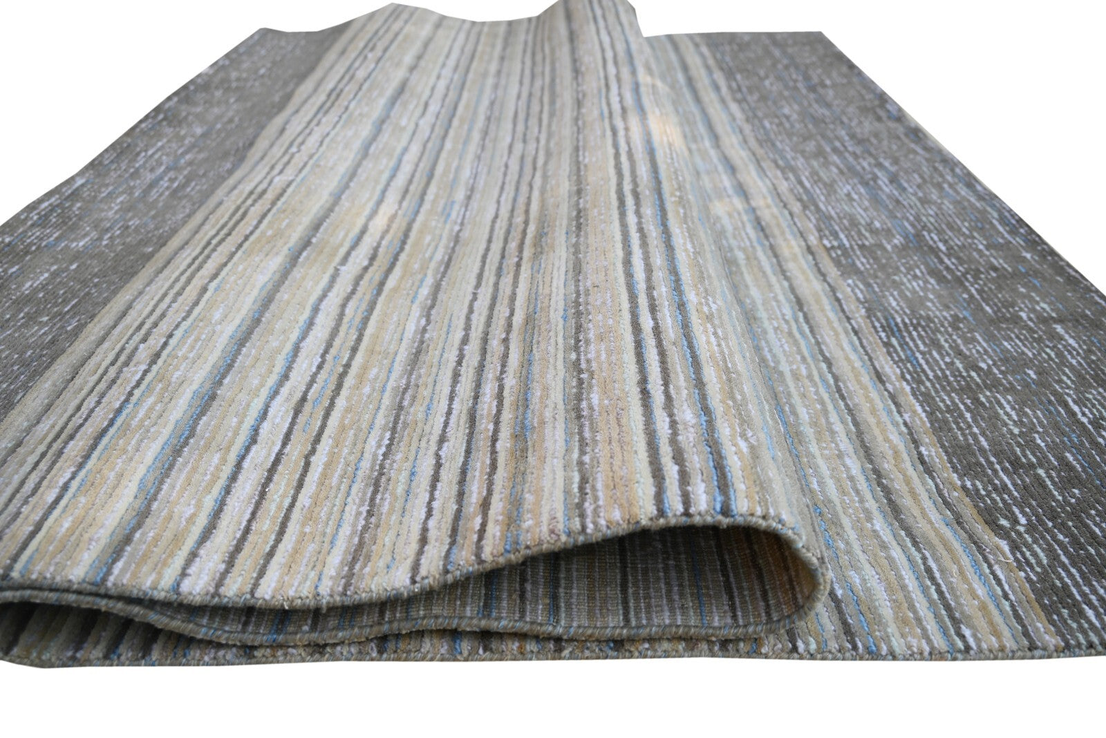 Handgewebter Teppich 240x300 Silber Glanzoptik Wolle Wohnzimmer SH213