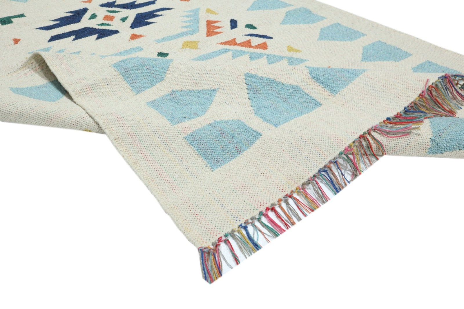 Kelim Teppich 100% Baumwolle flach gewebt mit Fransen Kilim Dhurrie 8 Designs CT