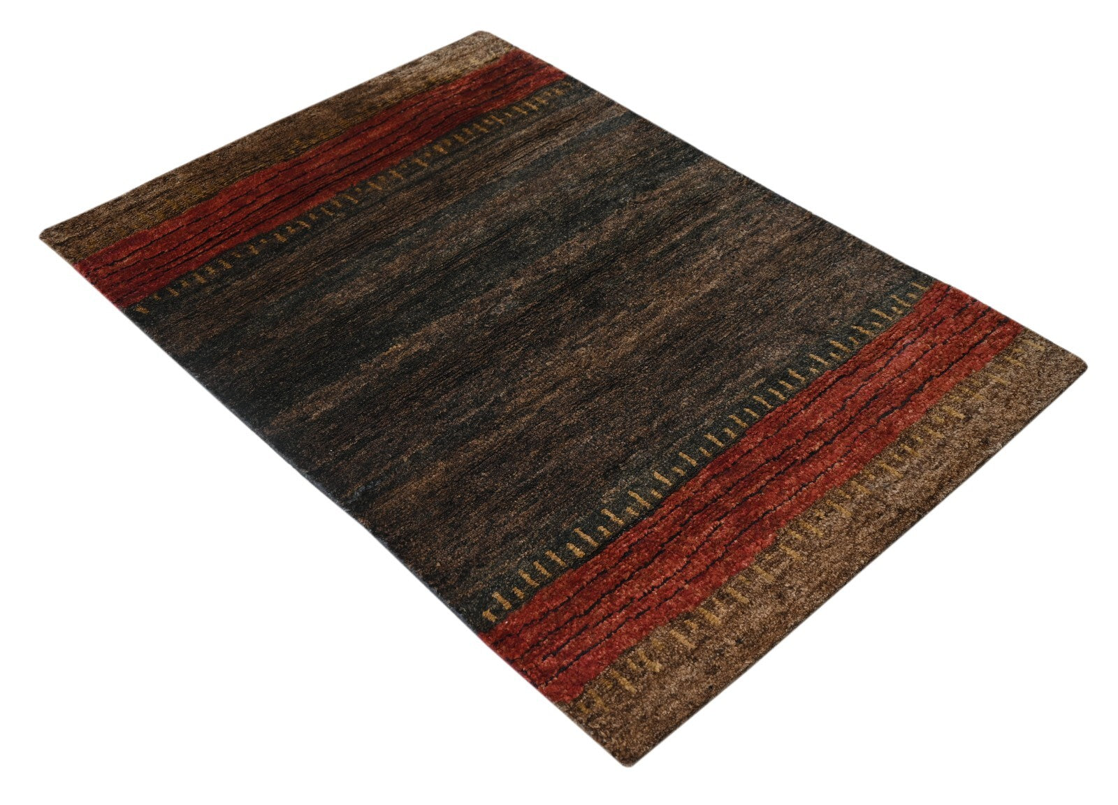 Modernes Handgeknüpfter Jute 120x180 Vintage Braun Wohnzimmer Teppich SH171