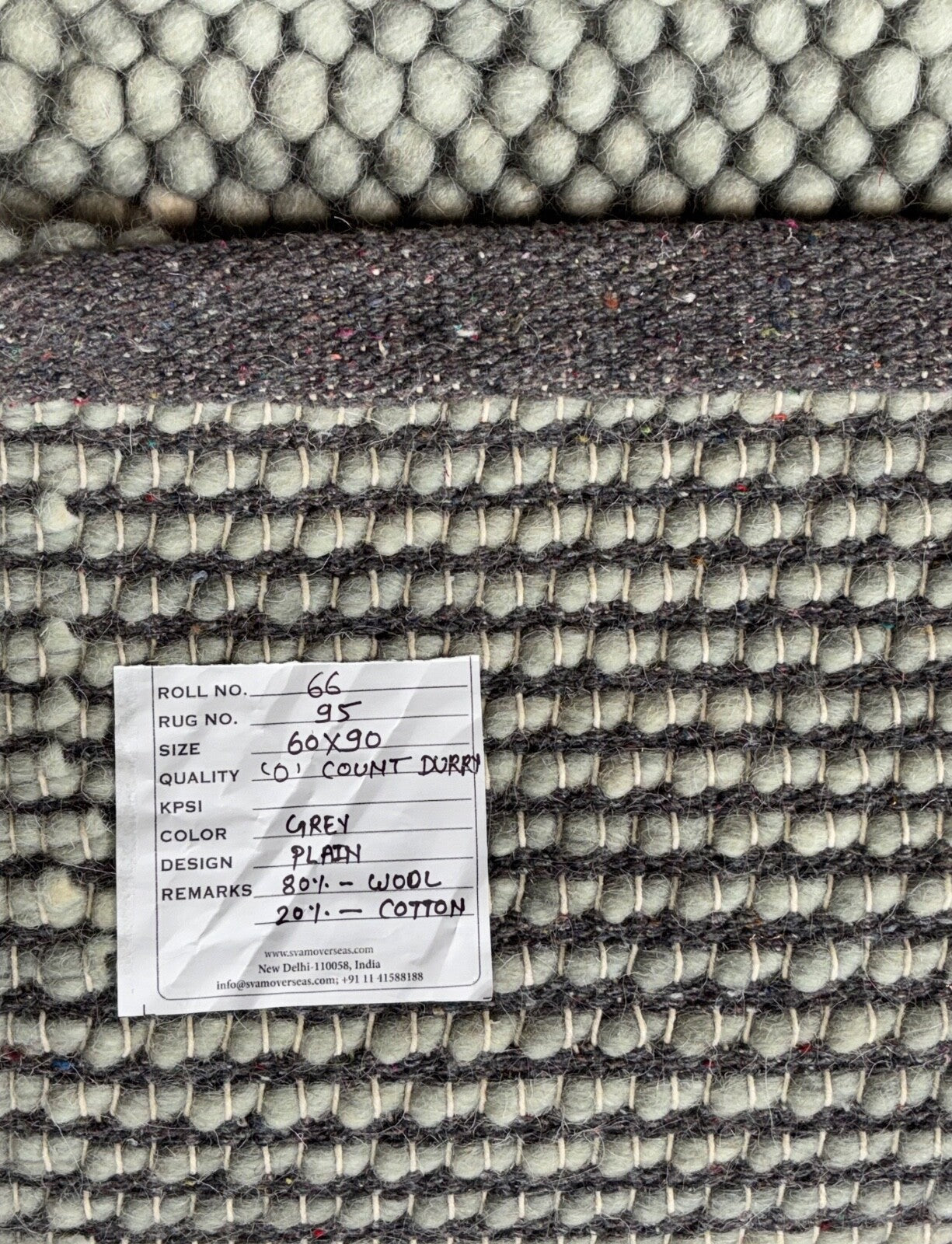 Handgefertigter Kilim Dhurry Teppich 60x90 Grau 100% Wolle Flachgewebe R95