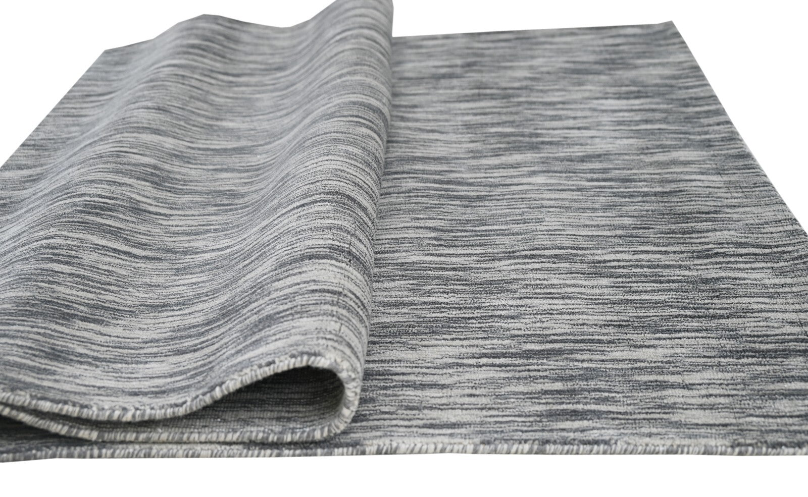 Handgewebter Teppich 160x230 Grau Glanzoptik Wolle  Wohnzimmer SH179