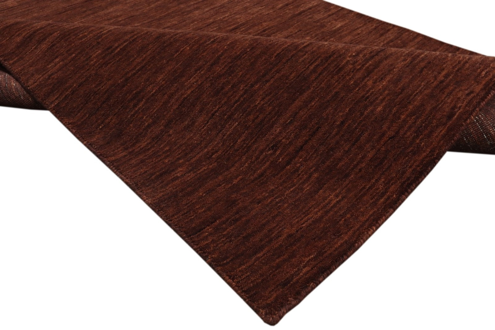 Handgewebter Gabbeh Teppich 100% Wolle Kaffeefarbe Uni 120x180 cm HL1075