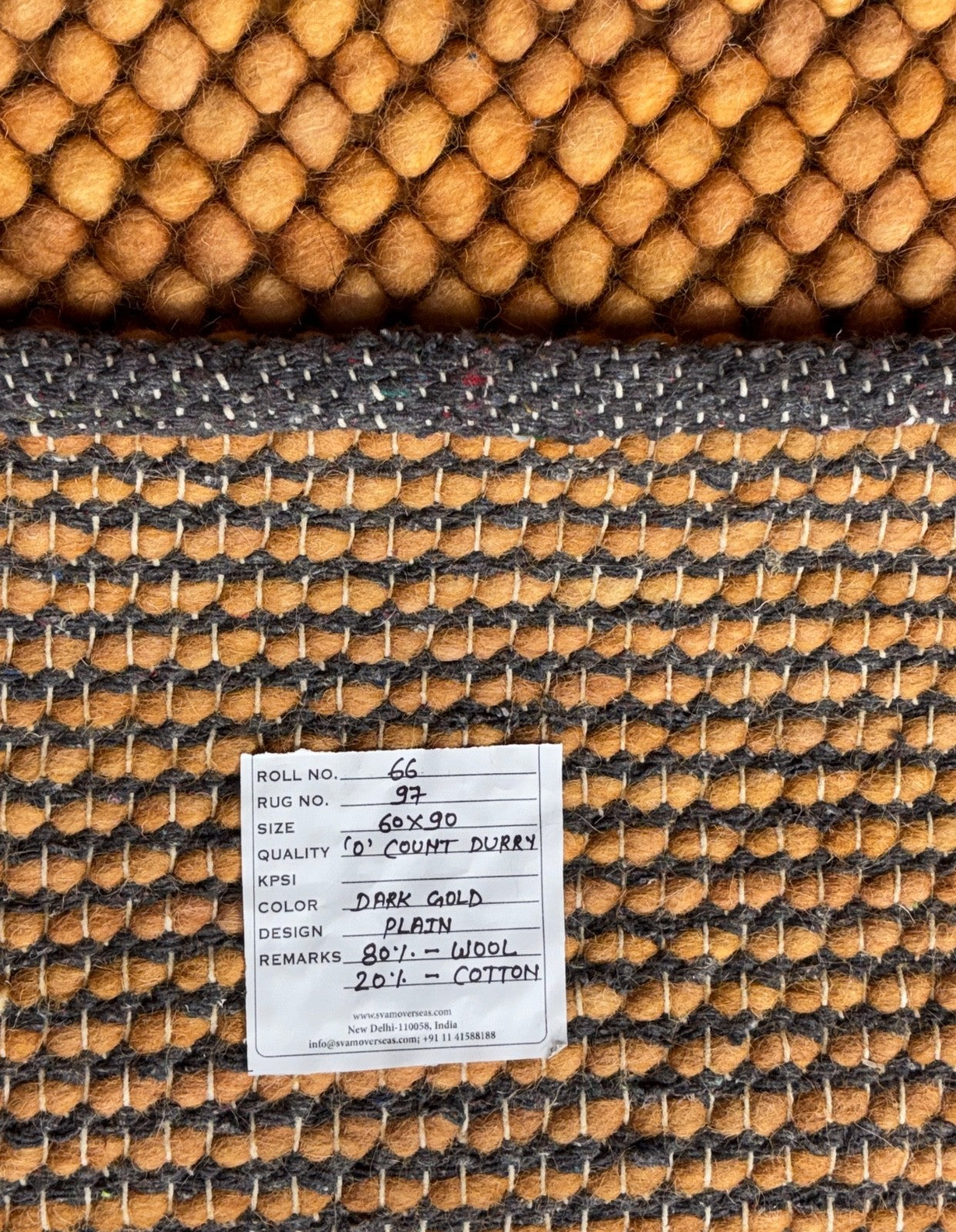 Handgefertigter Kilim Dhurry Flachgewebe design 60x90 Goldbraun Wolleteppich R97