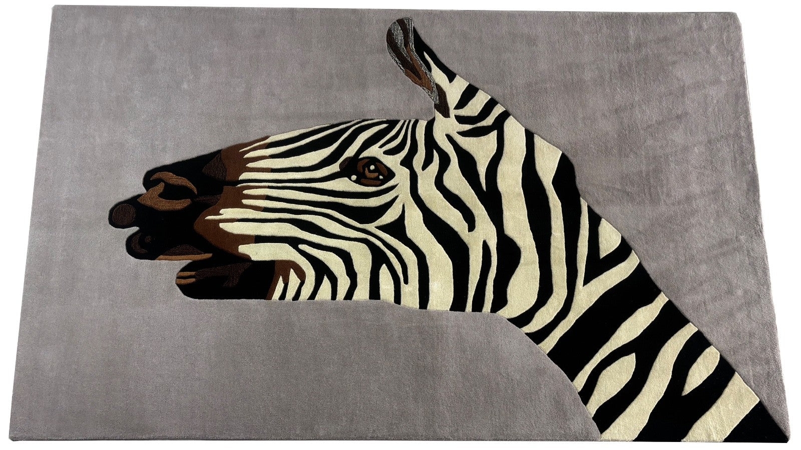 ZEBRA Design Teppich 200x300 cm  Handgetuftet 100% Wolle Grau Schwarz Beige R47