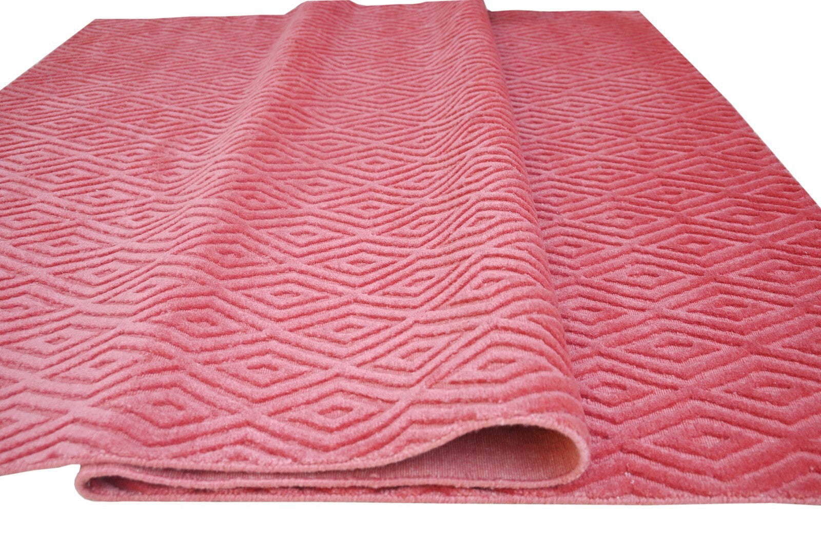 Handgeweven vloerkleed 150x240 cm, rode wol, glanzende afwerking, woonkamer SH131