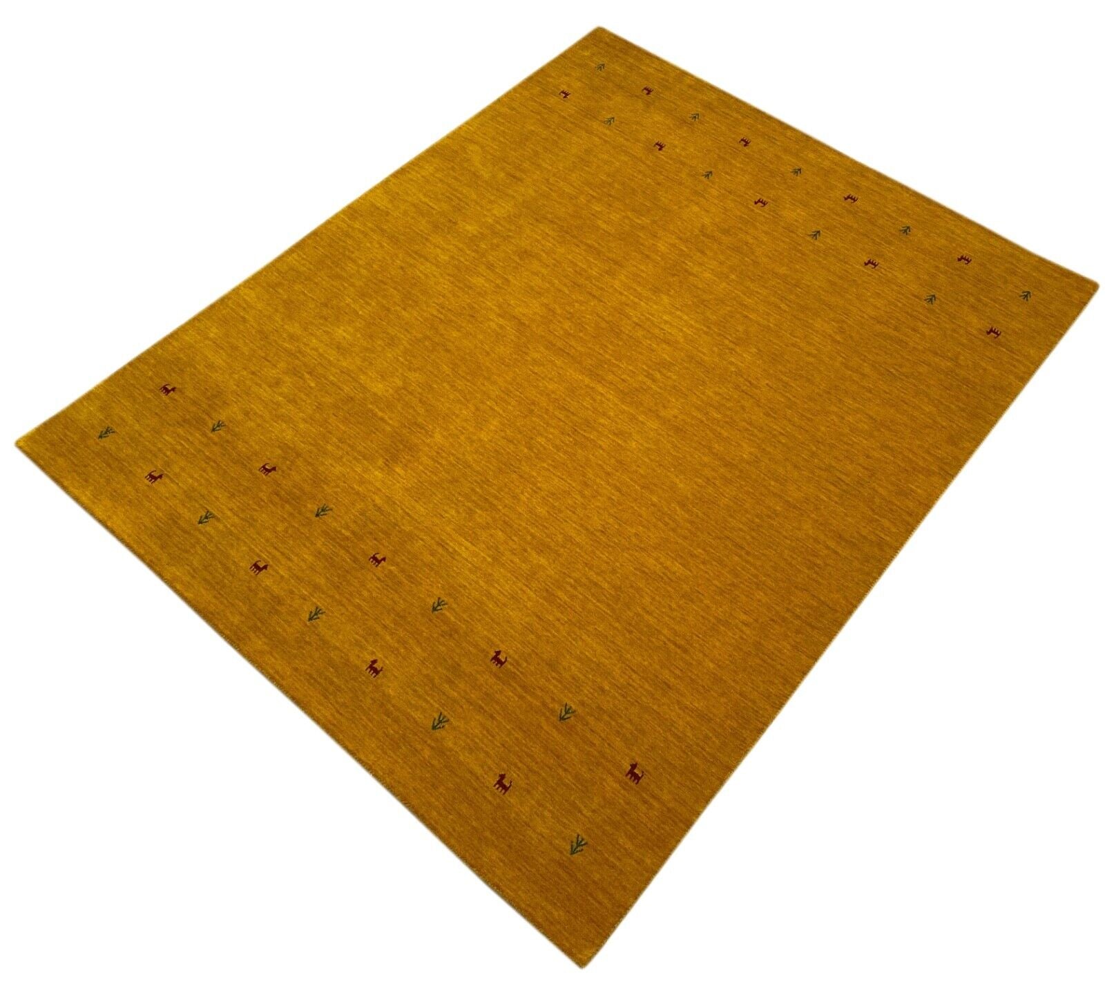 Gold Gabbeh Teppich 100% Wolle Orientteppich Handgewebt  Loom Brücke G625T3