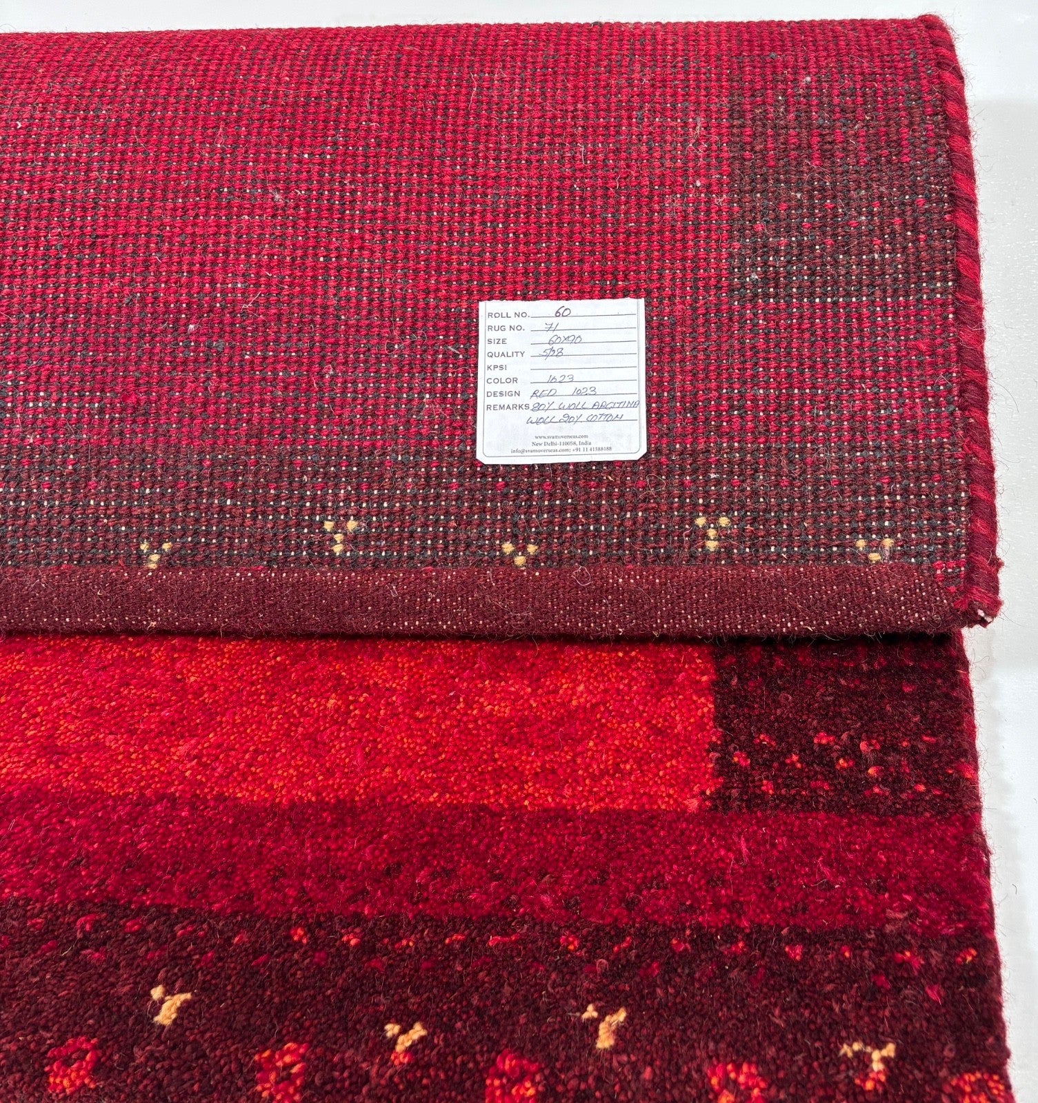 Handgeknüpfter Gabbeh Teppich 60x90 cm Dunkelrot Modern 100% Wolle R71 