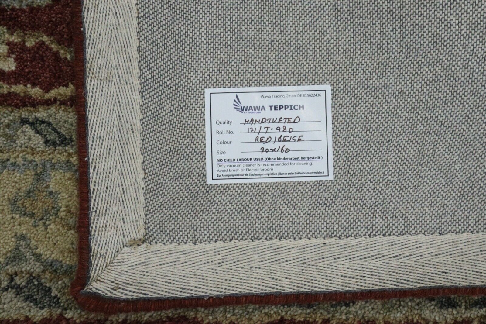 Rot Orient Teppich 100% Wolle 90X160 cm Handarbeit Handgetuftet T980