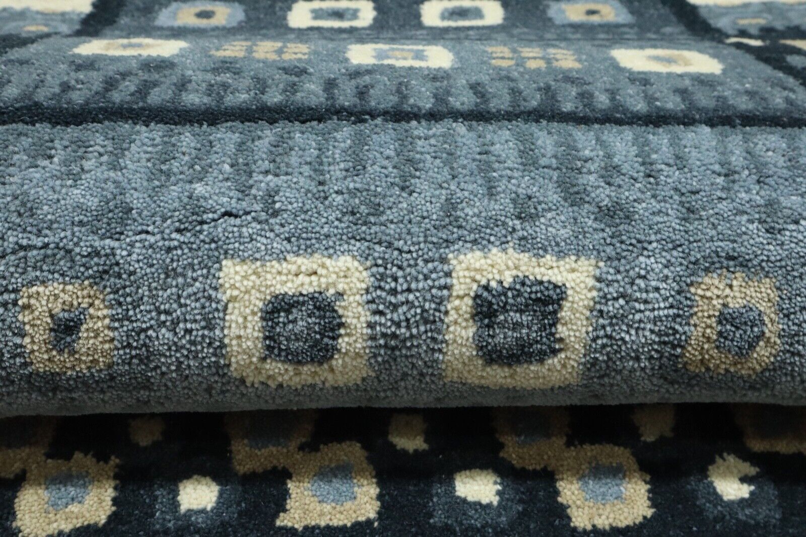 Gabbeh Teppich 100% Wolle 70X140 cm Handarbeit Hell Blau Handgetuftet T1004