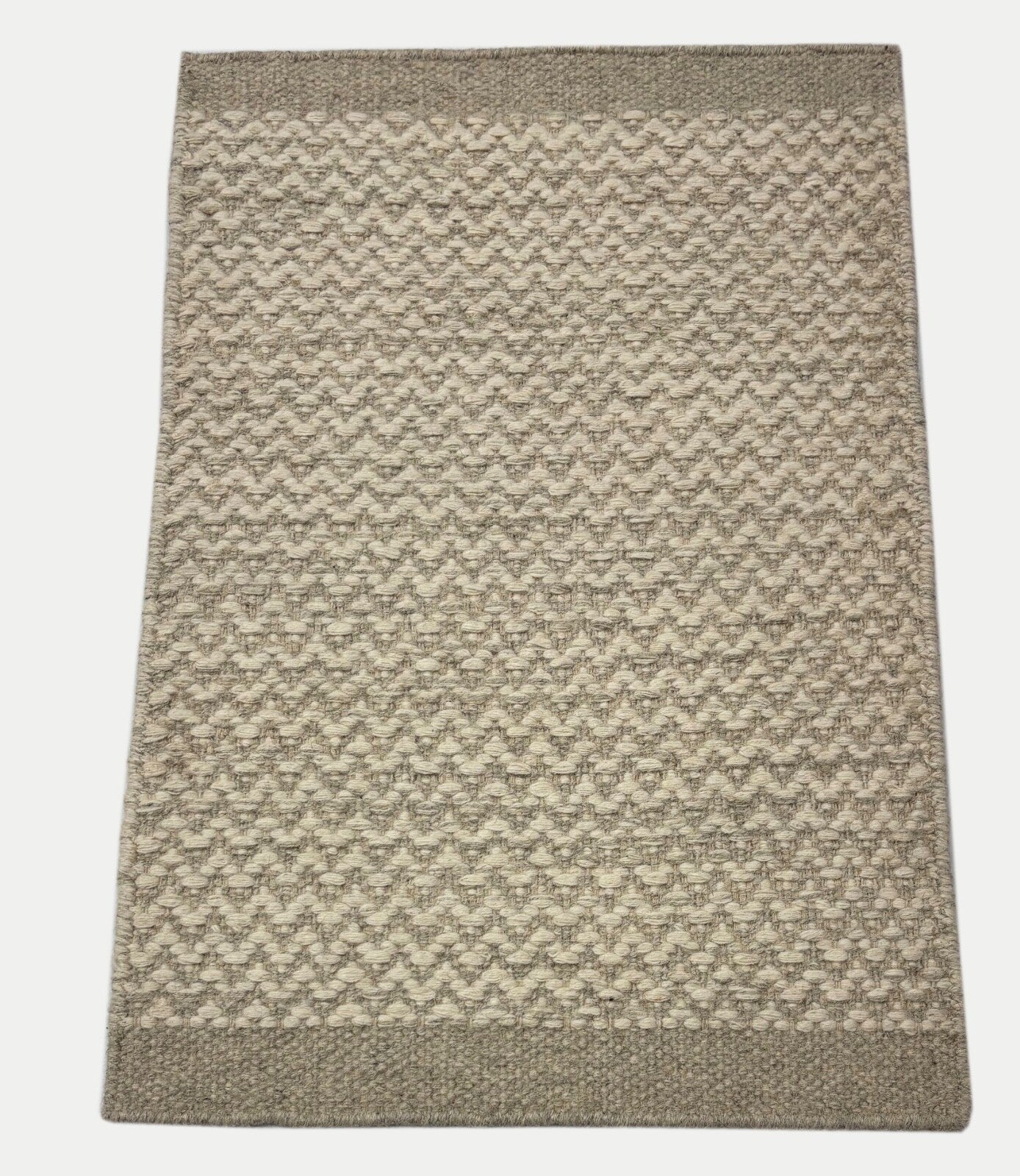 Kilim Dhurry Teppich 60x90cm Handgefertigt 100% Wolle Naturbeige DWD553