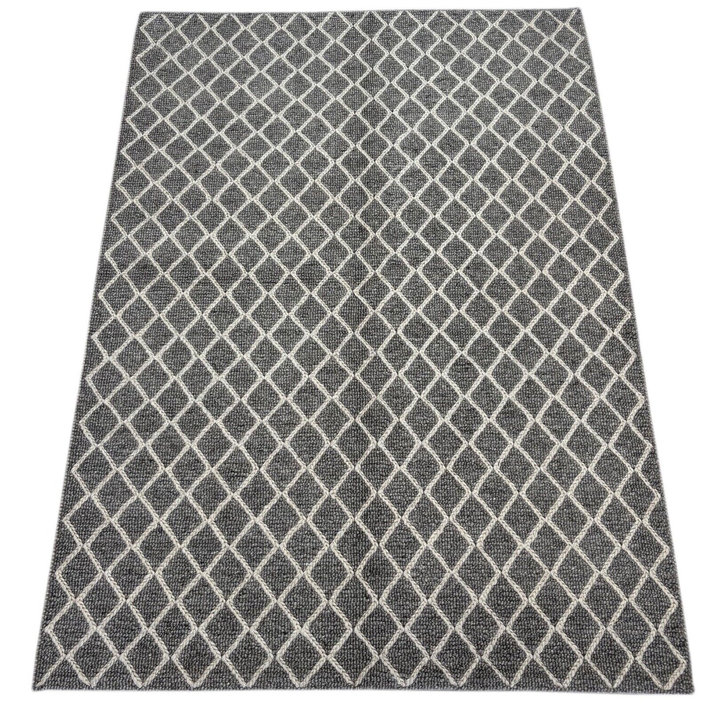 Handgewebter Wollteppich 170x240 cm – Raffiniertes geometrisches Design DS1