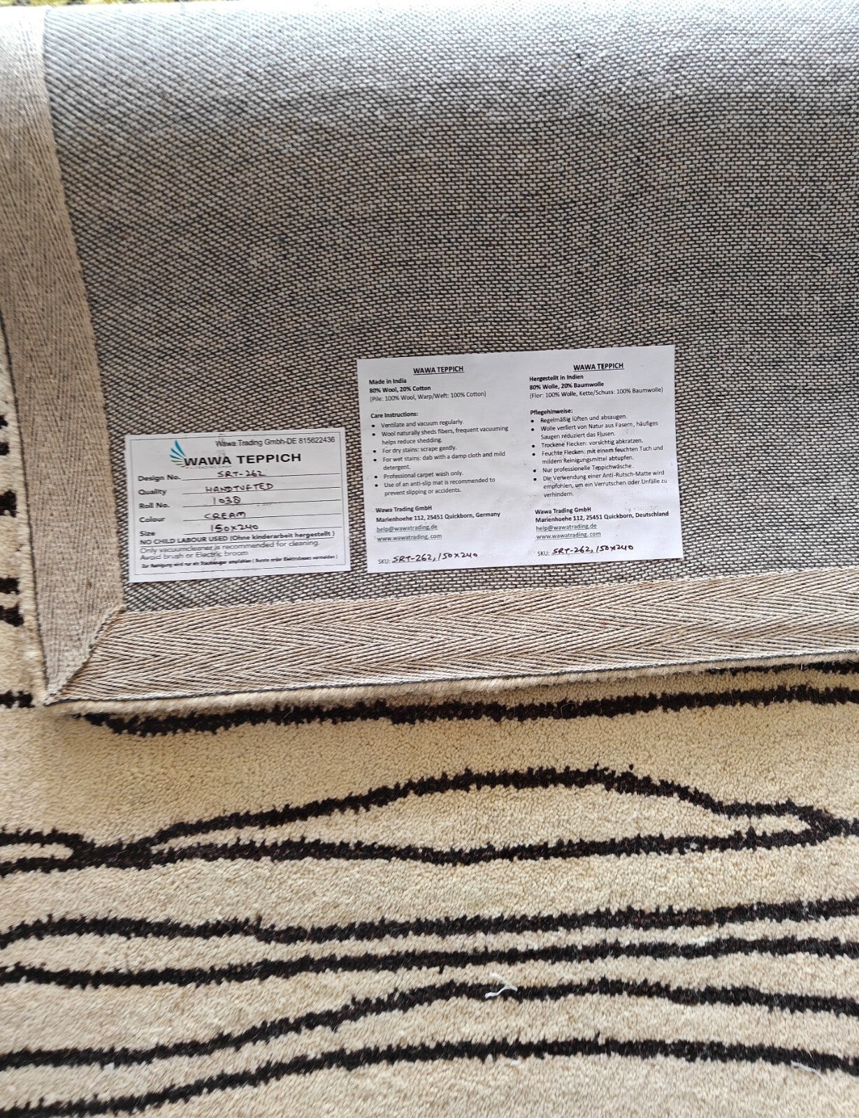 Handgetufteter Wolle teppich 150x240 Creme  Modern Wohnzimmer SH262