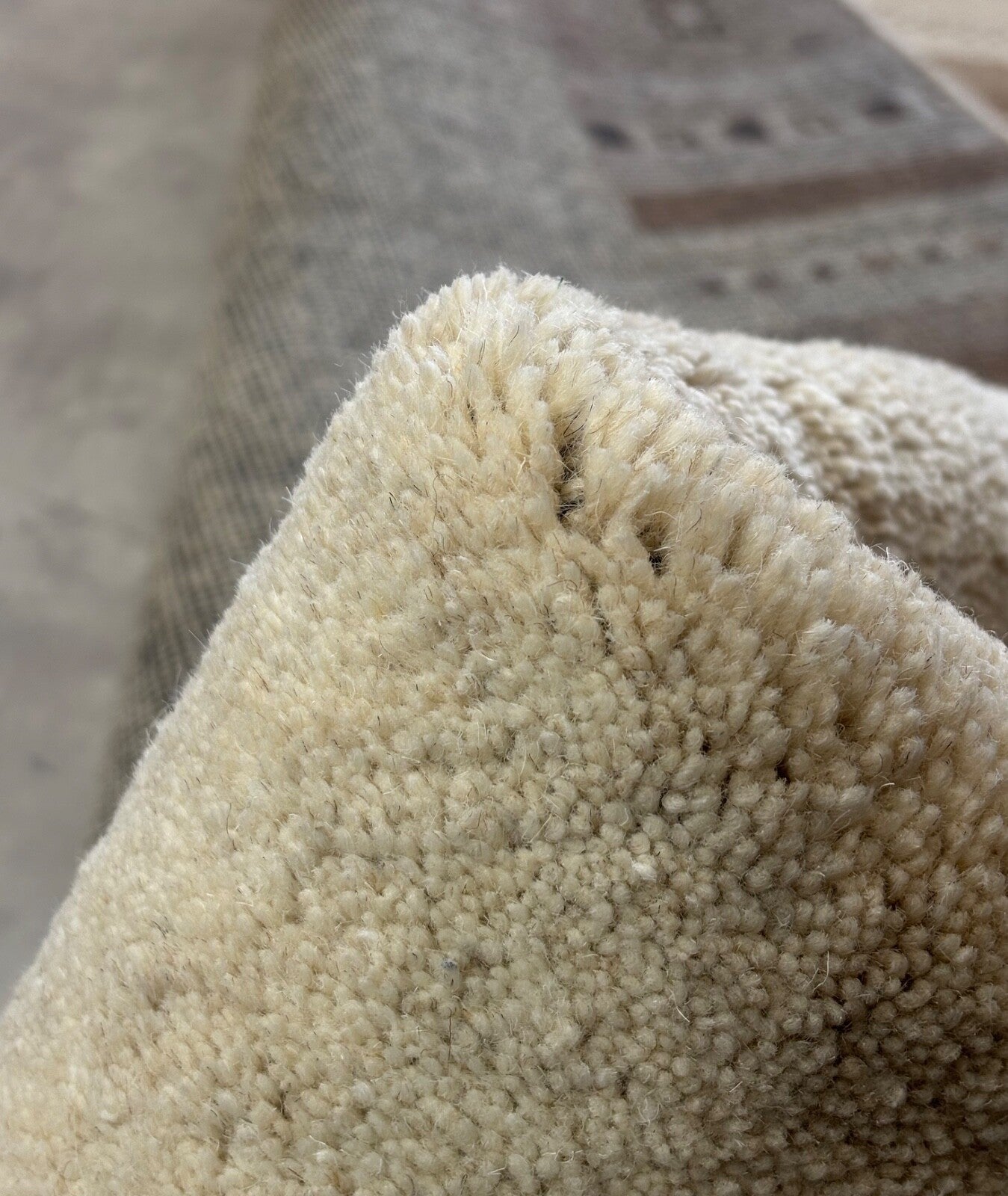 Gabbeh Wollteppich 170x240cm Handgeknüpft 100% Wolle Naturfarbe Beige ST30