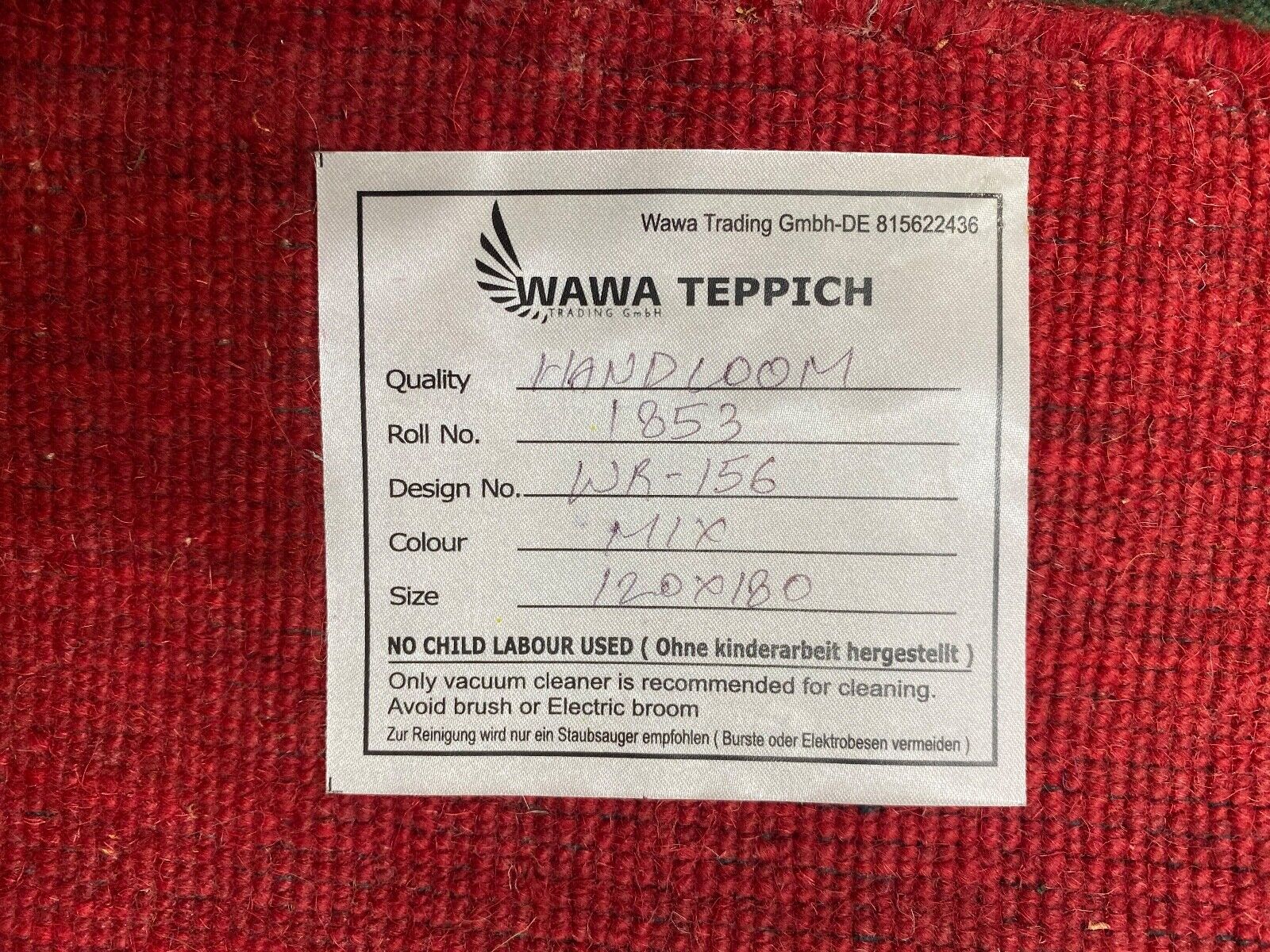 Grün Rot Teppich 100% Wolle Gabbeh 120x180 cm Handgewebt Home Deko WR156 