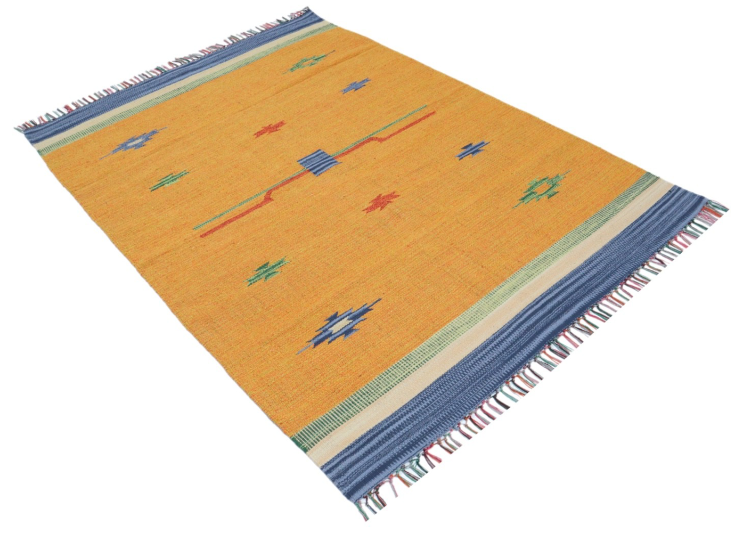 Kelim Teppich 100% Baumwolle flach gewebt mit Fransen Kilim Dhurrie 8 Designs CT