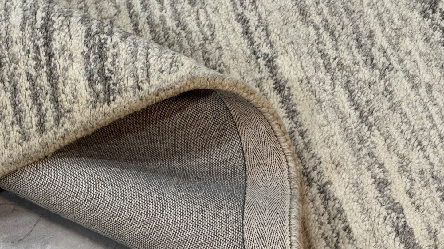 Grau Teppich 100% Wolle Beige 160X230 cm Handarbeit Handgetuftet T866