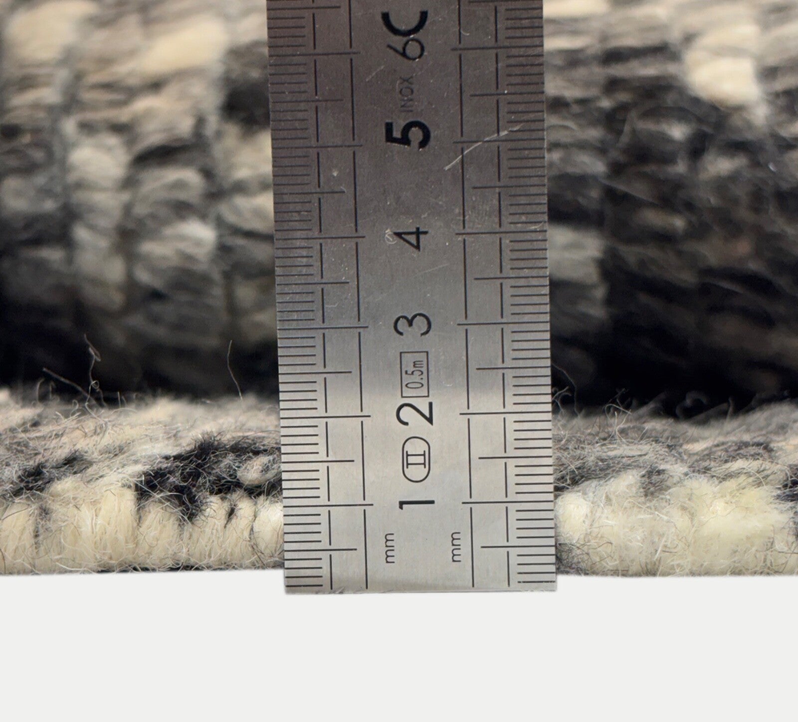 Handgeknüpfter Wollteppich 60x90cm 100% Wolle Modernes Design Grau Schwarz R02