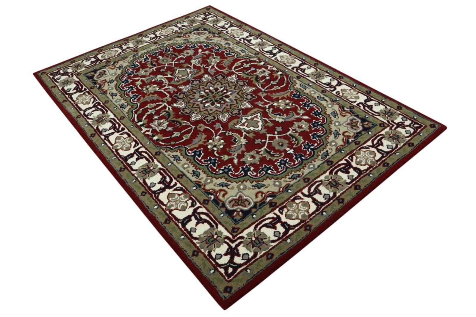 Rot Orient Teppich 100% Wolle 140X200 cm Handarbeit Handgetuftet T954