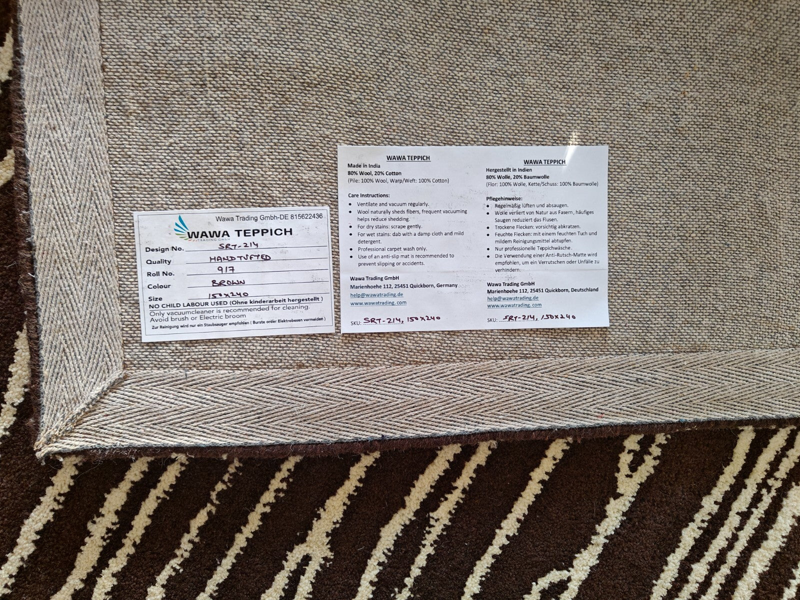 Handgetufteter Wolle Viskose teppich 150x240 braun  Modern Wohnzimmer SH214