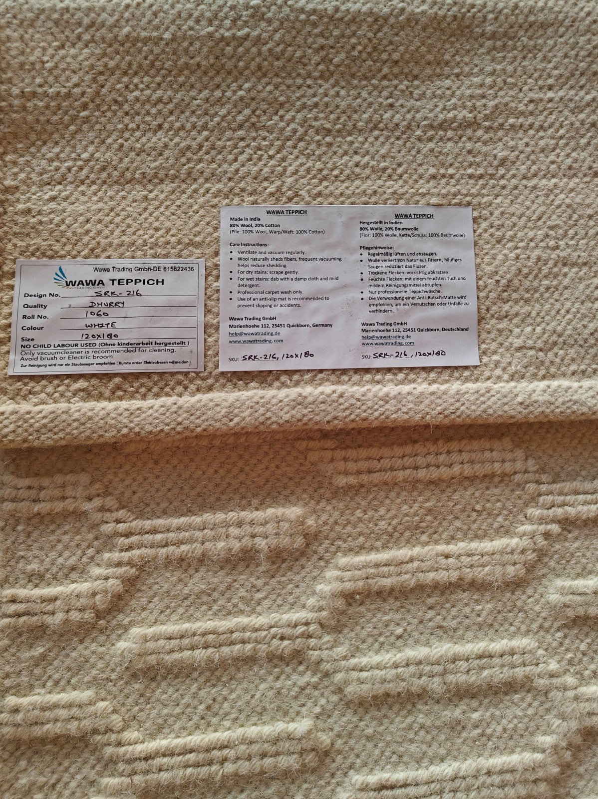 Bunter Wollteppich 120x180 cm Handgefertigt Modern Teppich sh216