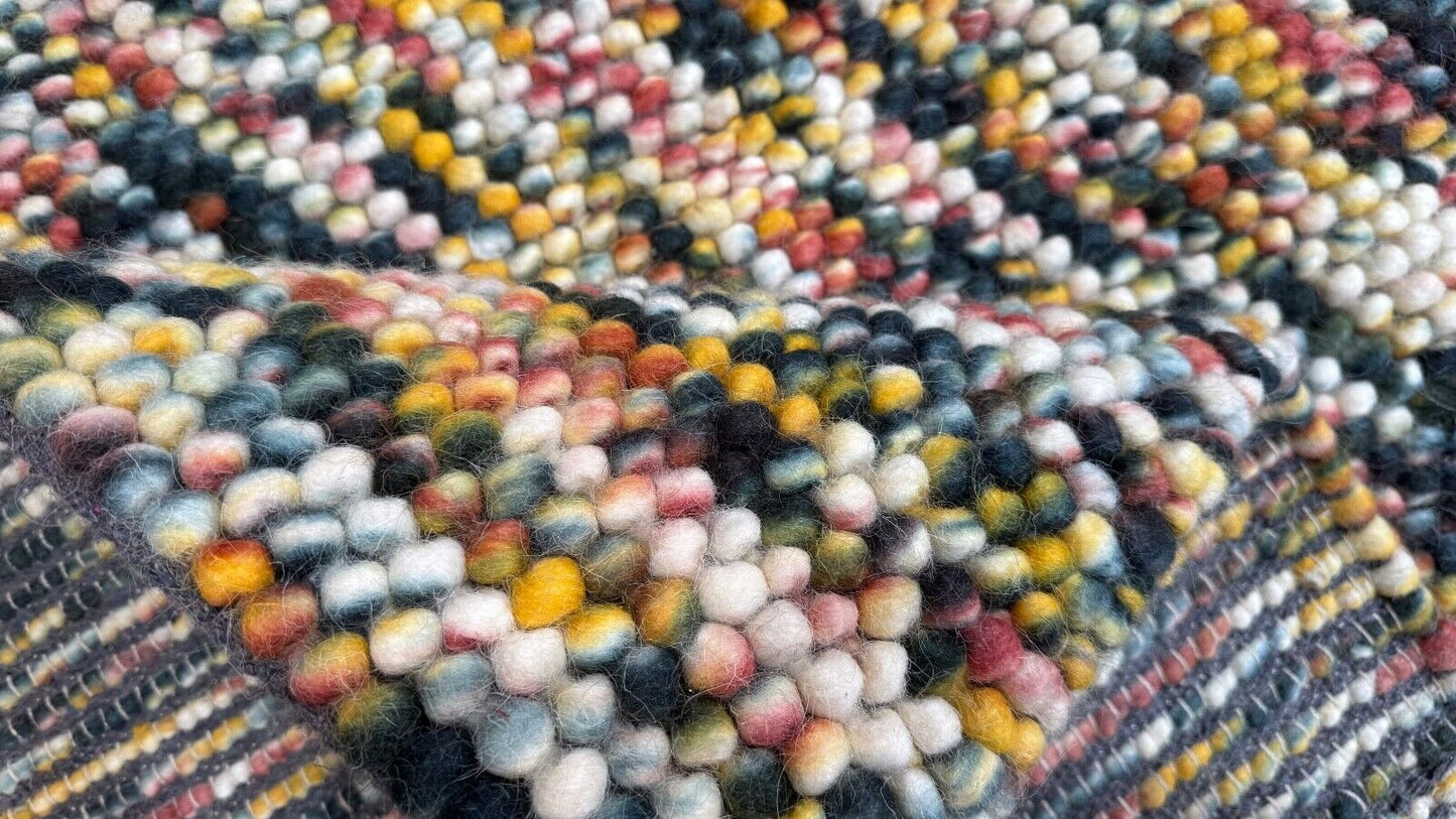 Bunter Wollteppich 170x240 cm Handgefertigt Modern Natur Teppich st13