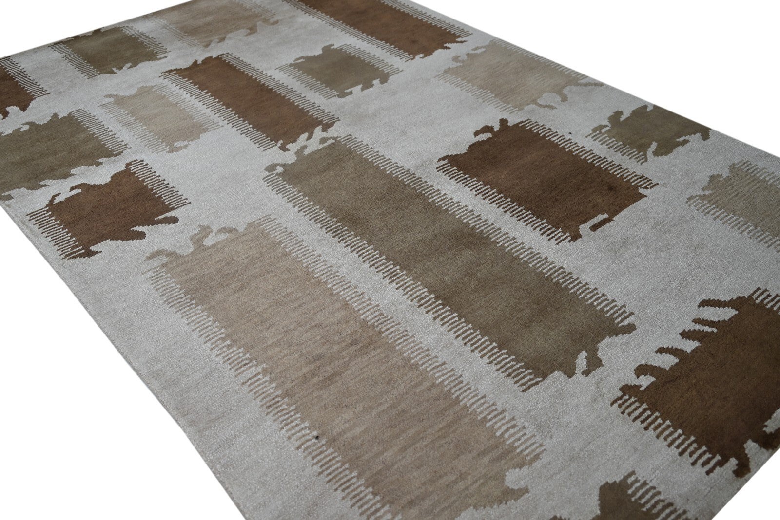 Modernes Handgeknüpfter Wolle 150x240 Vintage Beige Wohnzimmer Teppich SH149