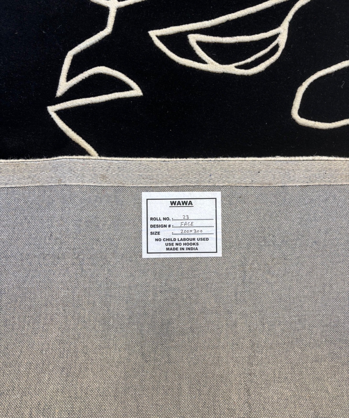 FACE Design Teppich 200x300 cm Handgetuftet 100% Wolle Schwarz Beige R23