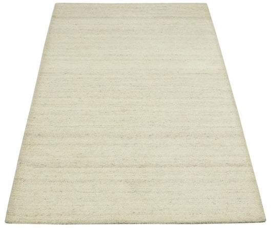 Teppich 100% Wolle 120X180 cm Handarbeit Beige Grau Handgetuftet T969