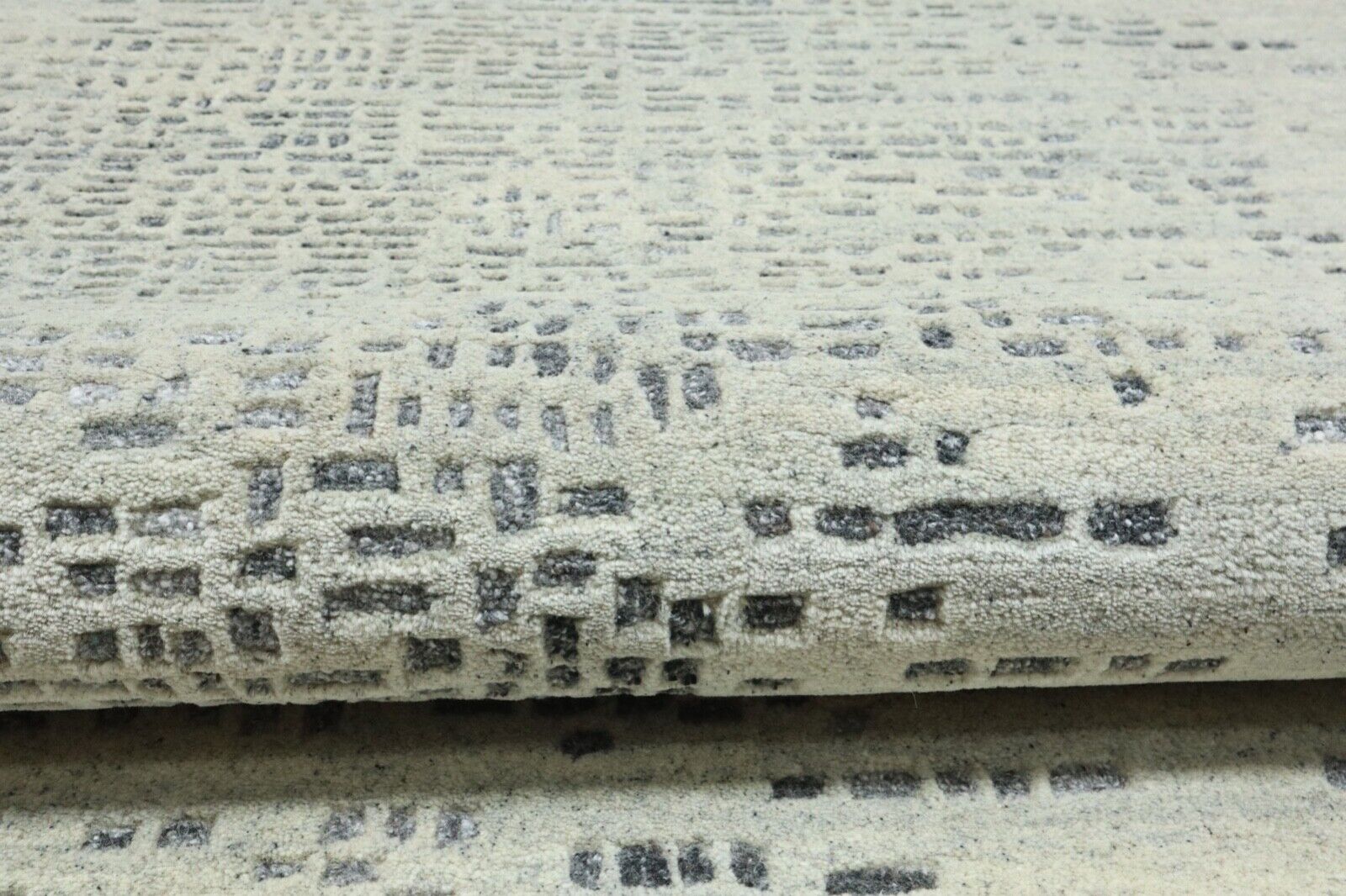 Grau Biege Teppich 100% Wolle 160X230 cm Handarbeit Handgetuftet T931