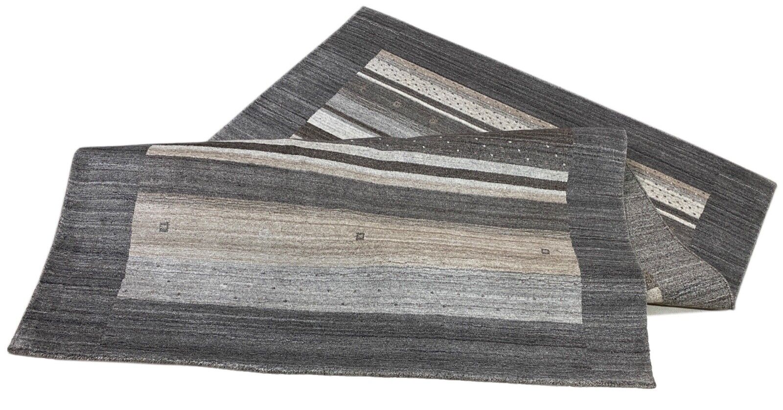 Grau Gabbeh Teppich Wolle Viskose Fine Orientteppich Handgewebt Loom Brücke